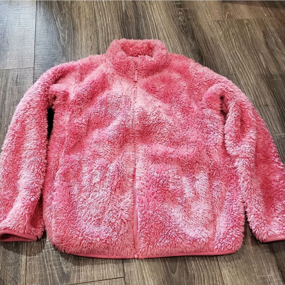 Girls Uniqlo Jacket Size 11-12 Kids Fluffy Pink Jacket